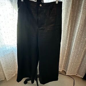 Black Wide-Leg Faux Leather Pants